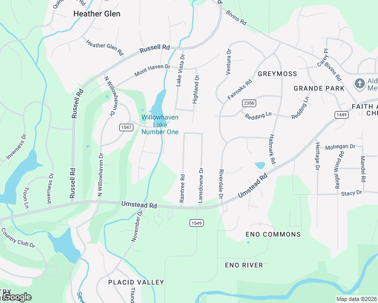 map of restaurants, bars, coffee shops, grocery stores, and more near 5115 Lansdowne Drive in Durham