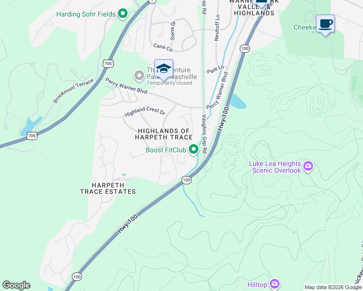 map of restaurants, bars, coffee shops, grocery stores, and more near 7018 Westside Circle in Nashville