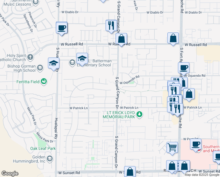 map of restaurants, bars, coffee shops, grocery stores, and more near 9848 Wonderful Day Drive in Las Vegas