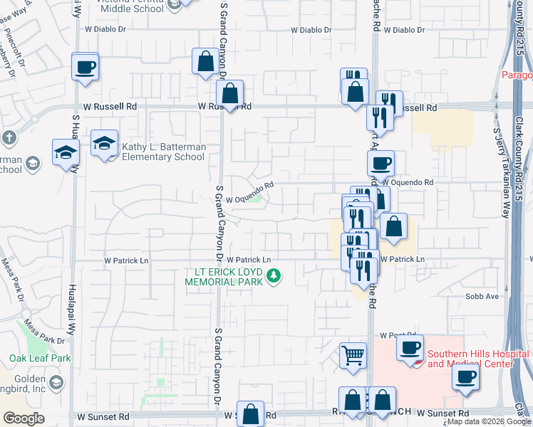 map of restaurants, bars, coffee shops, grocery stores, and more near 9652 Lightheart Avenue in Las Vegas
