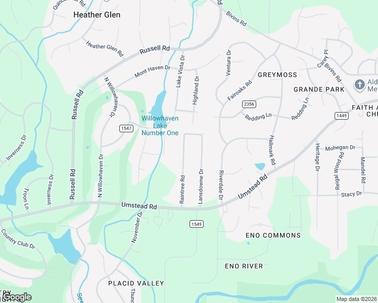 map of restaurants, bars, coffee shops, grocery stores, and more near 5115 Lansdowne Drive in Durham