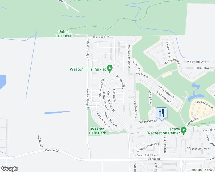 map of restaurants, bars, coffee shops, grocery stores, and more near 1061 Crescent Falls Street in Henderson