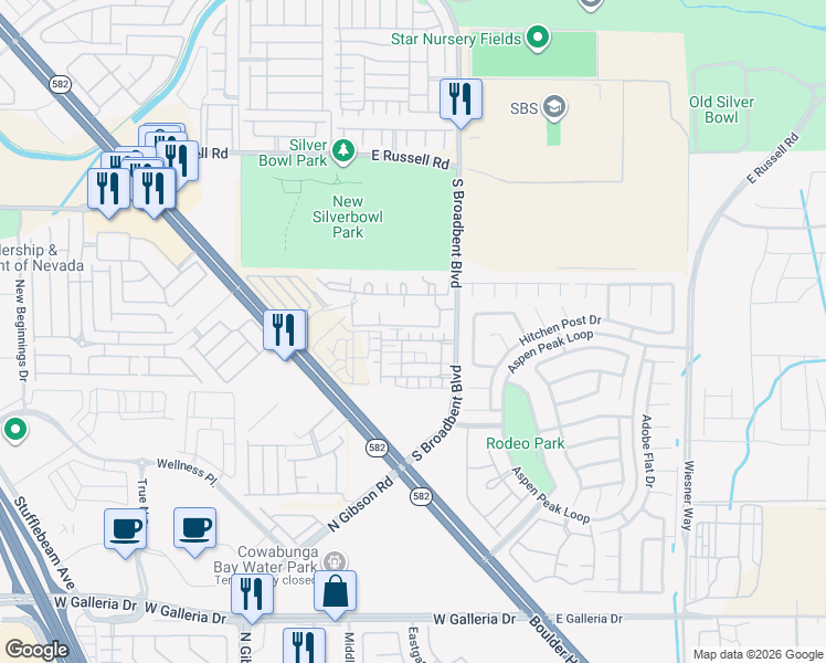 map of restaurants, bars, coffee shops, grocery stores, and more near 6916 Smiling Cloud Avenue in Henderson