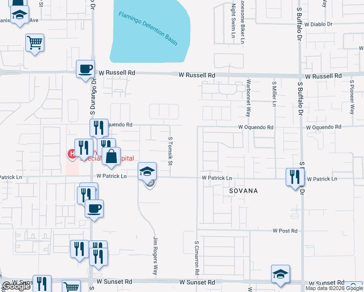 map of restaurants, bars, coffee shops, grocery stores, and more near 5982 Swift Lariat Street in Las Vegas