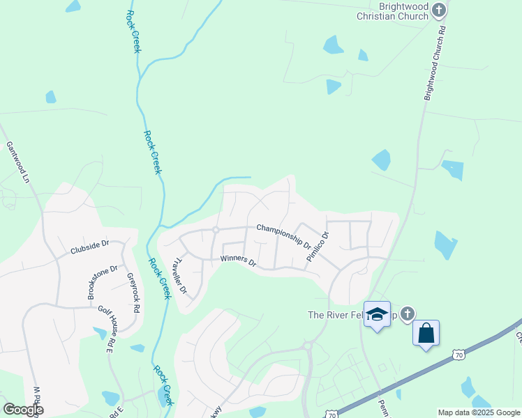map of restaurants, bars, coffee shops, grocery stores, and more near 6806 Olivia Court in Whitsett