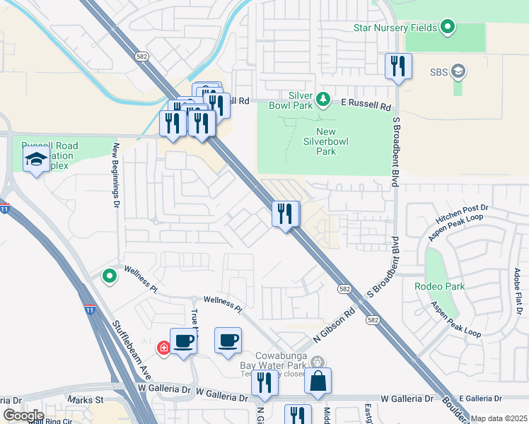 map of restaurants, bars, coffee shops, grocery stores, and more near 6041 Turning Spoke TR in Henderson
