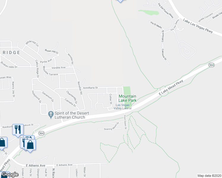 map of restaurants, bars, coffee shops, grocery stores, and more near 1042 Armillaria Street in Henderson