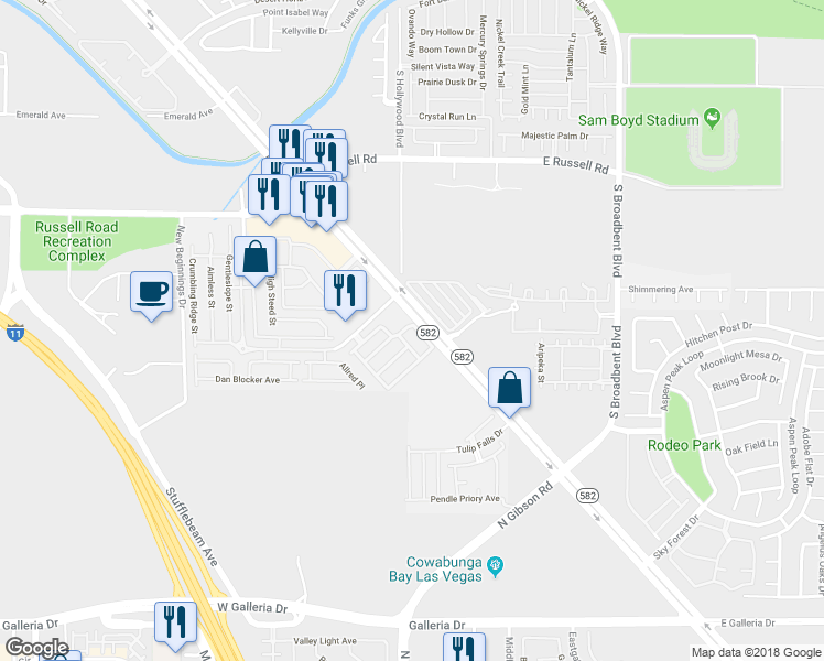 map of restaurants, bars, coffee shops, grocery stores, and more near 6041 Turning Spoke TR in Henderson