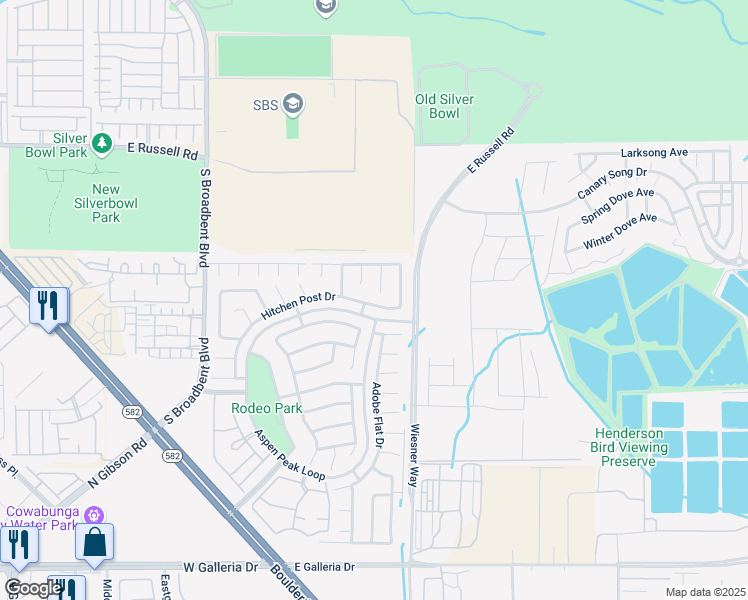 map of restaurants, bars, coffee shops, grocery stores, and more near 632 Hitchen Post Drive in Henderson