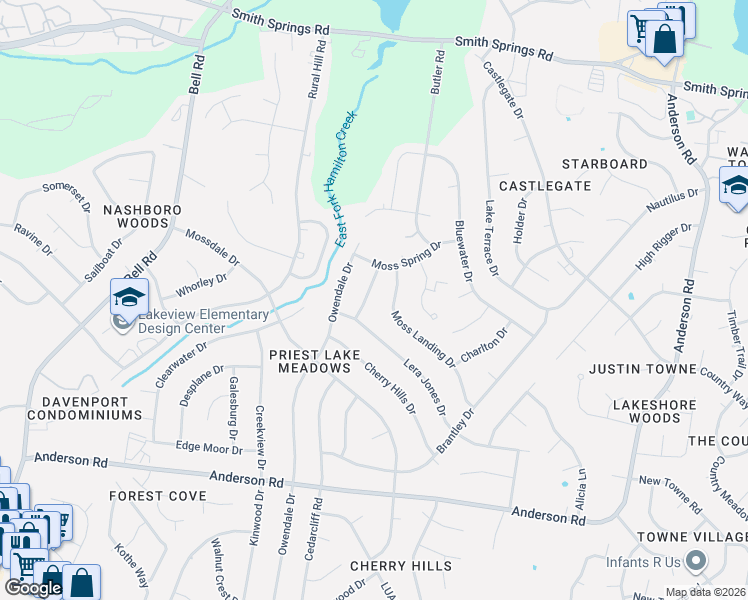 map of restaurants, bars, coffee shops, grocery stores, and more near 2808 Lera Jones Drive in Nashville