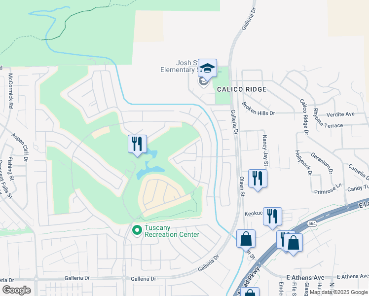 map of restaurants, bars, coffee shops, grocery stores, and more near 1025 Via Prato Lane in Henderson