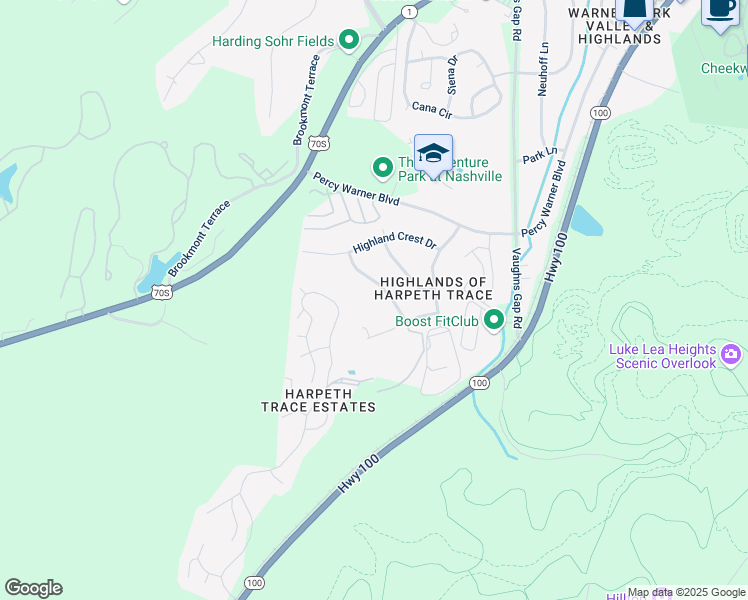 map of restaurants, bars, coffee shops, grocery stores, and more near 6813 Alto Vista Drive in Nashville