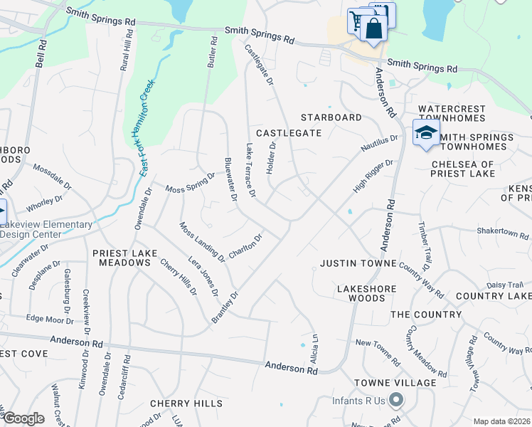 map of restaurants, bars, coffee shops, grocery stores, and more near 716 Lake Terrace Drive in Nashville