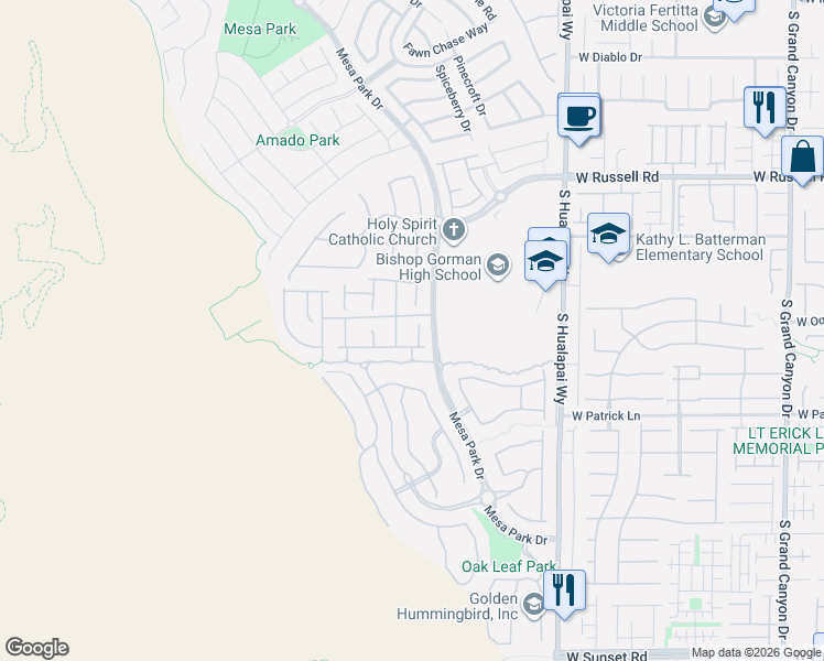 map of restaurants, bars, coffee shops, grocery stores, and more near 5885 Skyfall Court in Las Vegas
