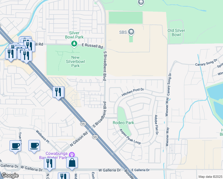 map of restaurants, bars, coffee shops, grocery stores, and more near in Whitney