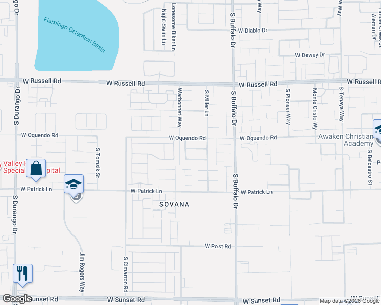 map of restaurants, bars, coffee shops, grocery stores, and more near 7959 West Oquendo Road in Las Vegas