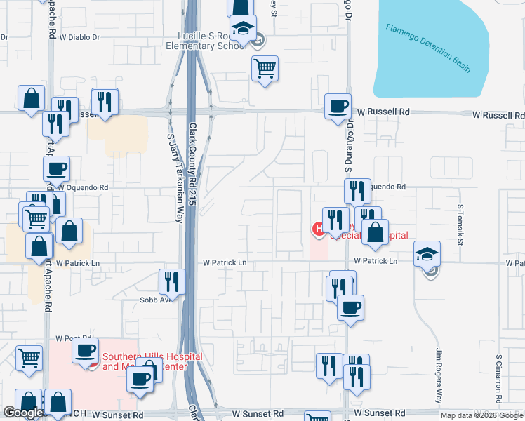 map of restaurants, bars, coffee shops, grocery stores, and more near 8812 Sacred Falls Avenue in Las Vegas