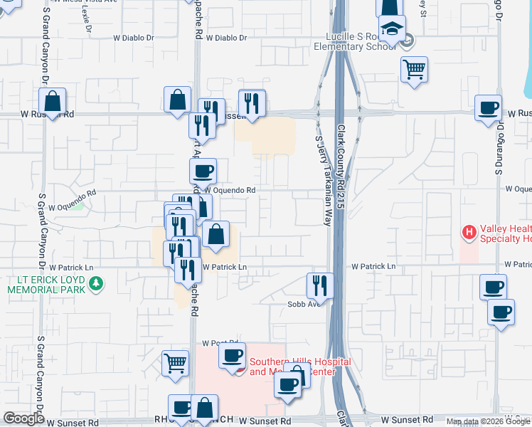 map of restaurants, bars, coffee shops, grocery stores, and more near 9238 Beltana Court in Las Vegas