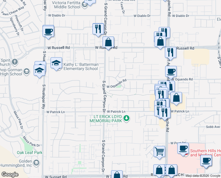 map of restaurants, bars, coffee shops, grocery stores, and more near 5925 Vintage Garden Court in Las Vegas