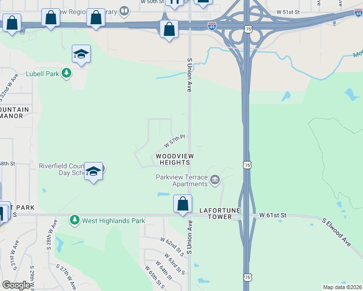map of restaurants, bars, coffee shops, grocery stores, and more near 5639 South Vancouver Avenue in Tulsa
