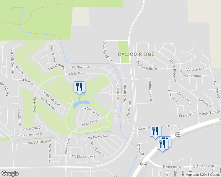 map of restaurants, bars, coffee shops, grocery stores, and more near 1080 Via Corto Street in Henderson