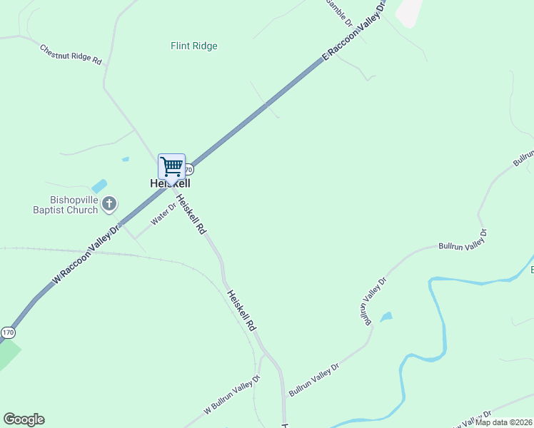 map of restaurants, bars, coffee shops, grocery stores, and more near 150 East Raccoon Valley Drive in Heiskell