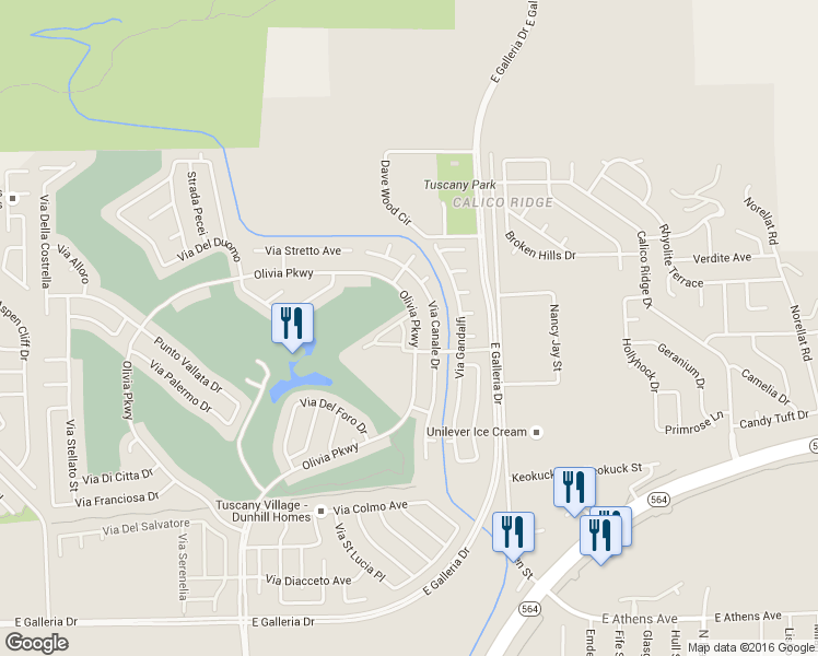 map of restaurants, bars, coffee shops, grocery stores, and more near 1093 Via Prato Lane in Henderson