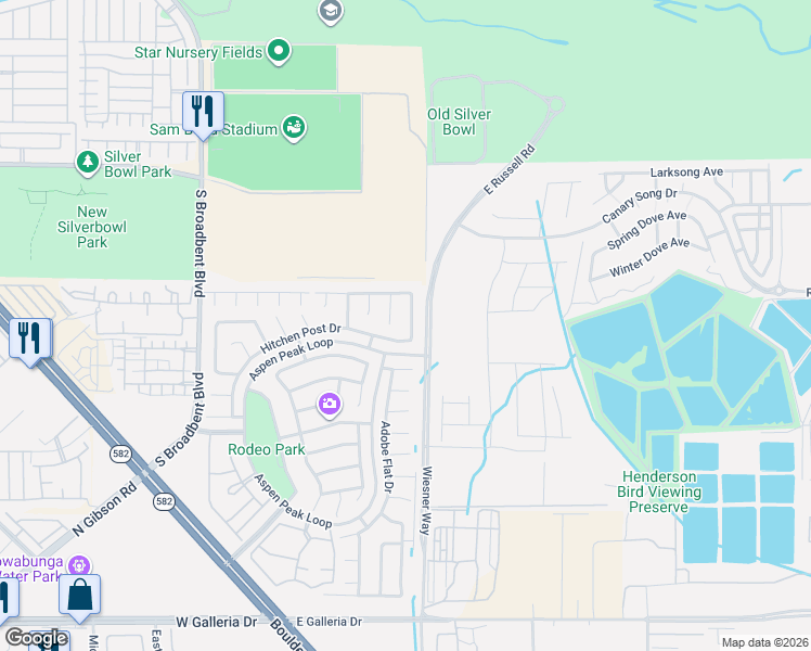 map of restaurants, bars, coffee shops, grocery stores, and more near 1076 Little House Court in Henderson