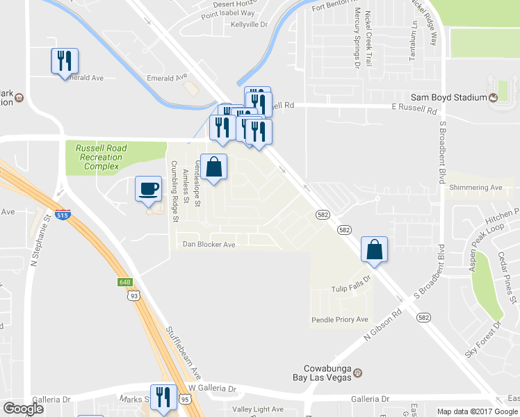 map of restaurants, bars, coffee shops, grocery stores, and more near 5880 Boulder Falls Street in Henderson