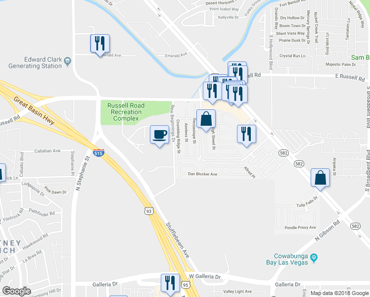 map of restaurants, bars, coffee shops, grocery stores, and more near 5955 Aimless Street in Henderson