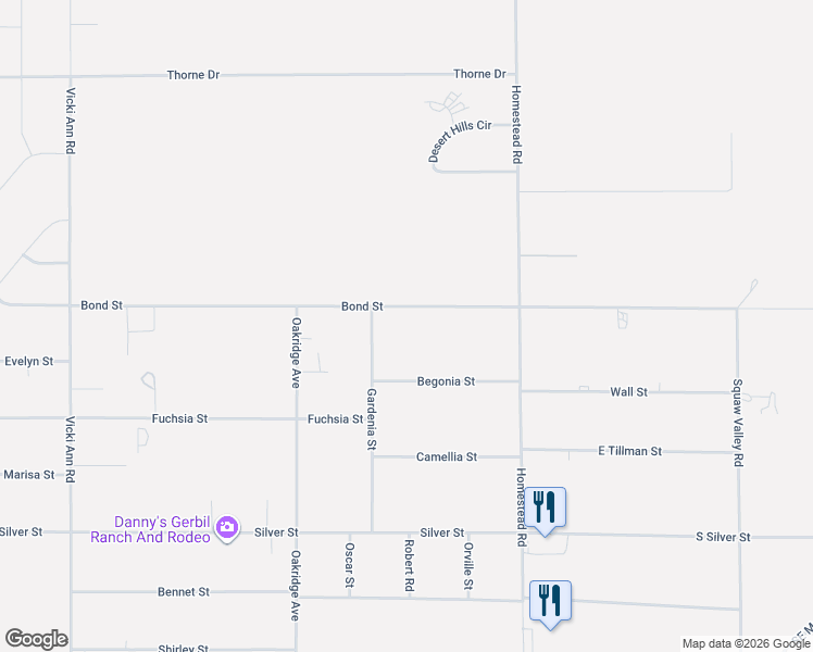 map of restaurants, bars, coffee shops, grocery stores, and more near 2731 East Bond Street in Pahrump