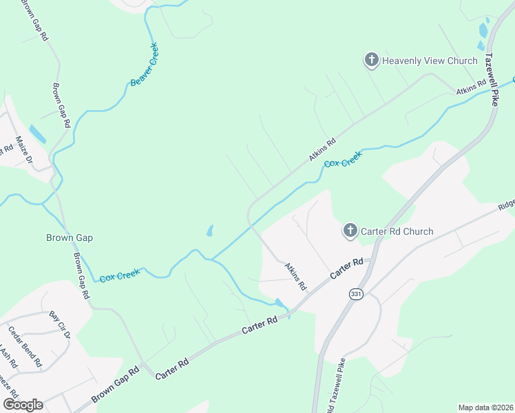 map of restaurants, bars, coffee shops, grocery stores, and more near 5921 Atkins Road in Knoxville