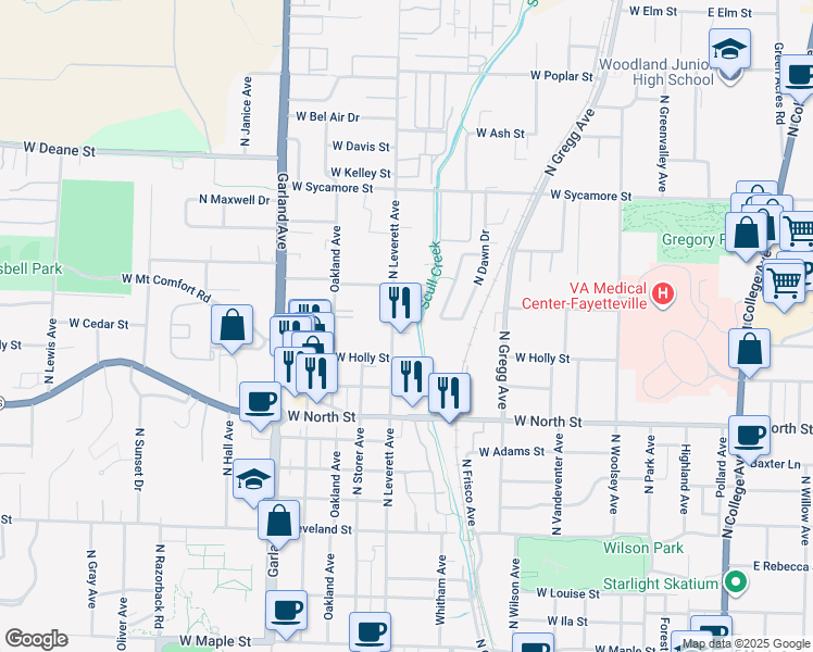 map of restaurants, bars, coffee shops, grocery stores, and more near 794 West Breeze Cove in Fayetteville