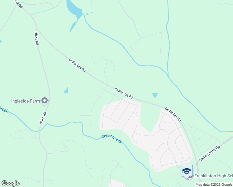map of restaurants, bars, coffee shops, grocery stores, and more near 350 Cedar Creek Road in Franklinton