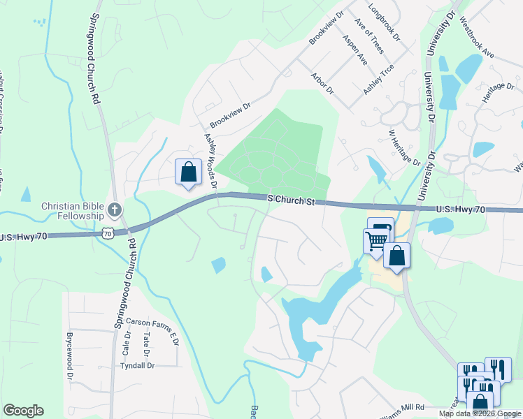 map of restaurants, bars, coffee shops, grocery stores, and more near 1126 Cappoquin Way in Burlington