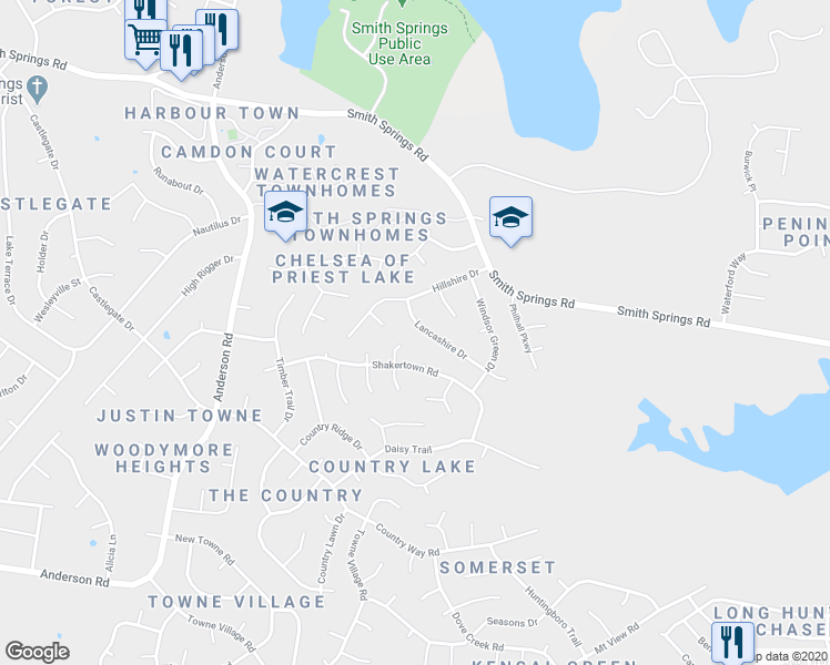 map of restaurants, bars, coffee shops, grocery stores, and more near 4012 Lancashire Drive in Nashville