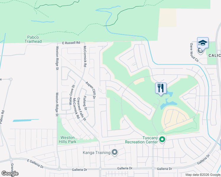 map of restaurants, bars, coffee shops, grocery stores, and more near 253 Via Morelli in Henderson