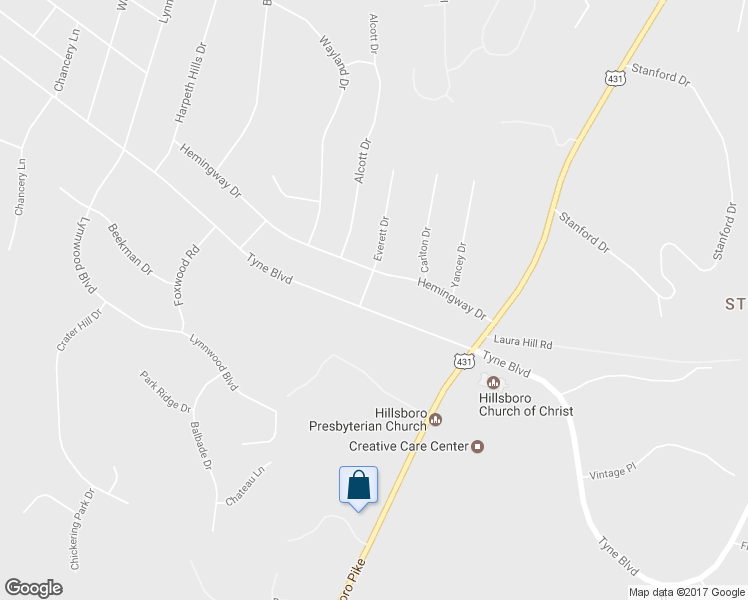 map of restaurants, bars, coffee shops, grocery stores, and more near 2308 Tyne Blvd in Nashville