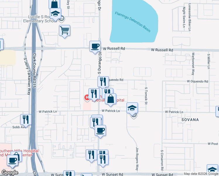 map of restaurants, bars, coffee shops, grocery stores, and more near 8538 Helvetia Lane in Las Vegas