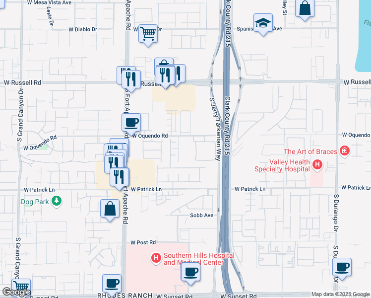 map of restaurants, bars, coffee shops, grocery stores, and more near 9238 Beltana Court in Las Vegas