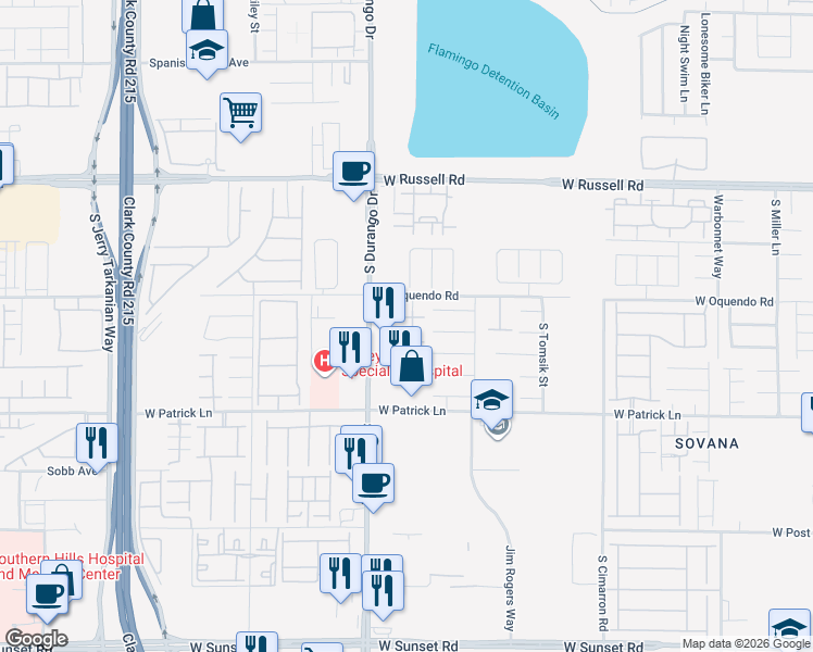 map of restaurants, bars, coffee shops, grocery stores, and more near 8538 Helvetia Lane in Las Vegas