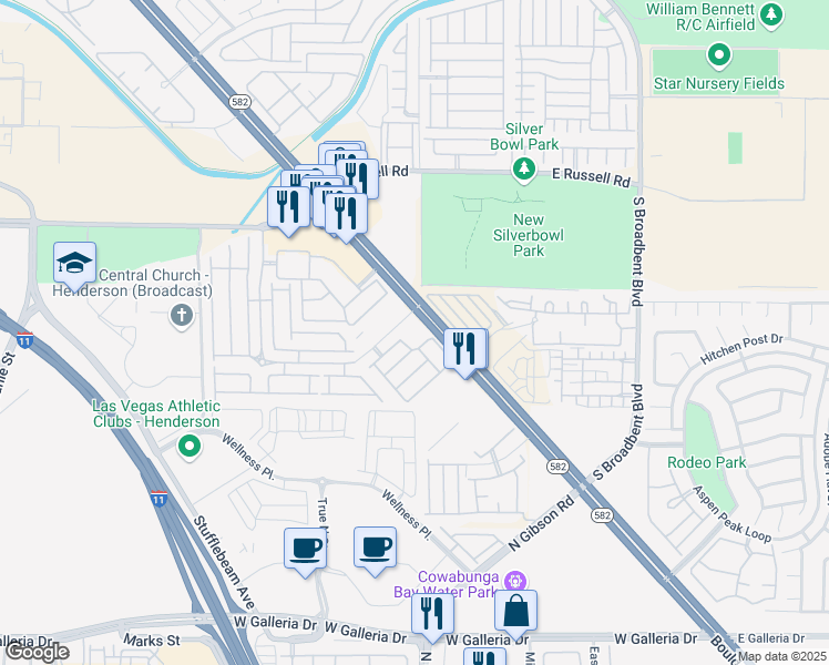 map of restaurants, bars, coffee shops, grocery stores, and more near 6596 Boulder Highway in Las Vegas