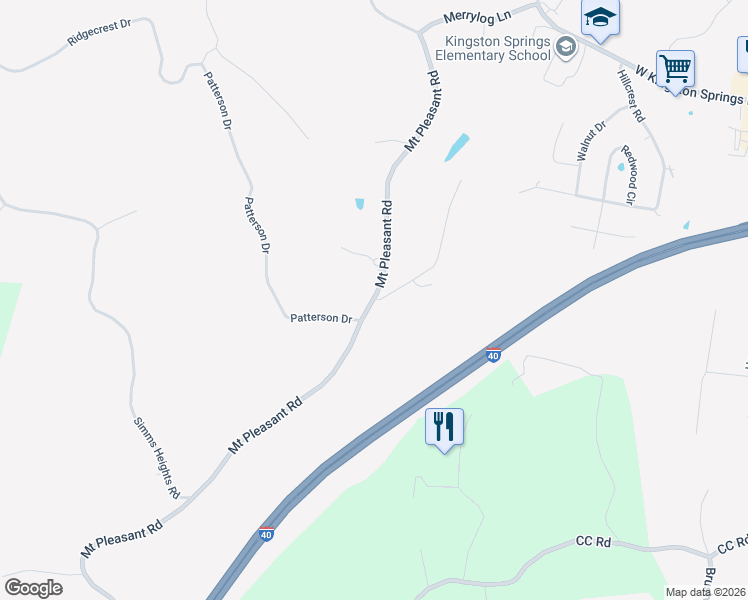 map of restaurants, bars, coffee shops, grocery stores, and more near 618 Mount Pleasant Road in Kingston Springs