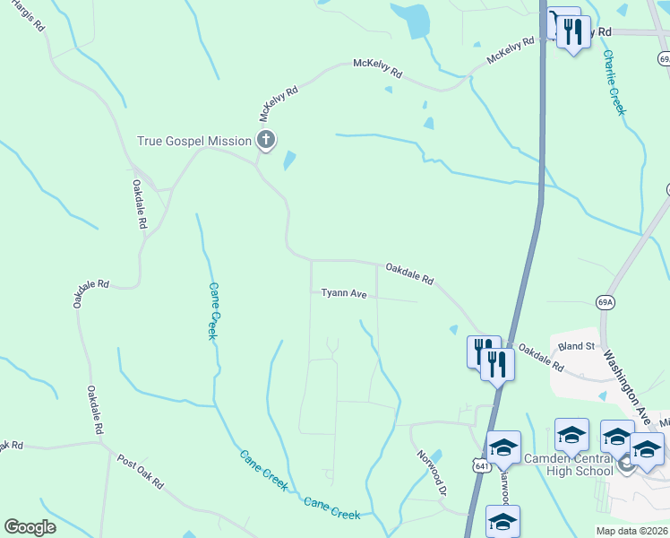 map of restaurants, bars, coffee shops, grocery stores, and more near 271 Oakdale Road in Camden