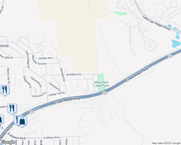 map of restaurants, bars, coffee shops, grocery stores, and more near 1047 Armillaria Street in Henderson