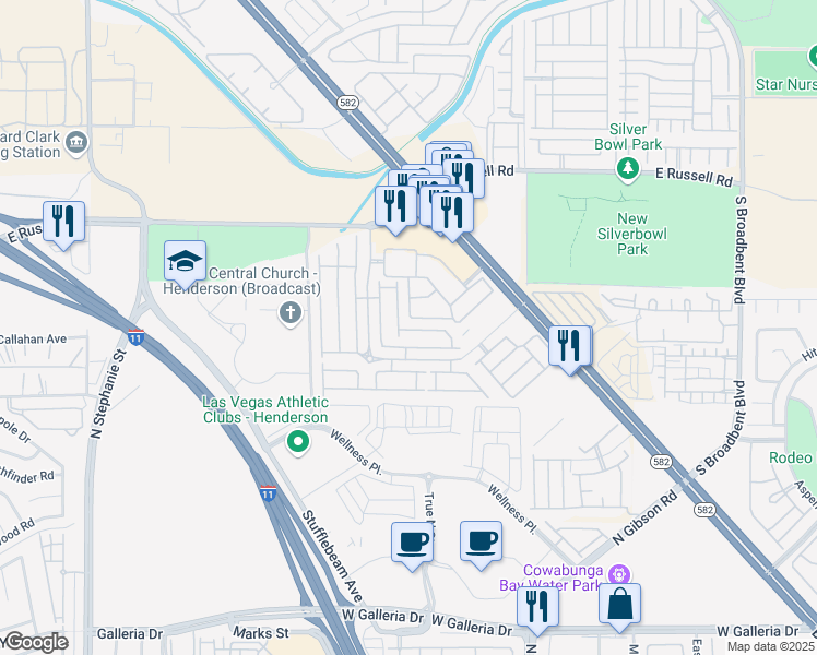 map of restaurants, bars, coffee shops, grocery stores, and more near 6372 Extreme Shear Avenue in Henderson