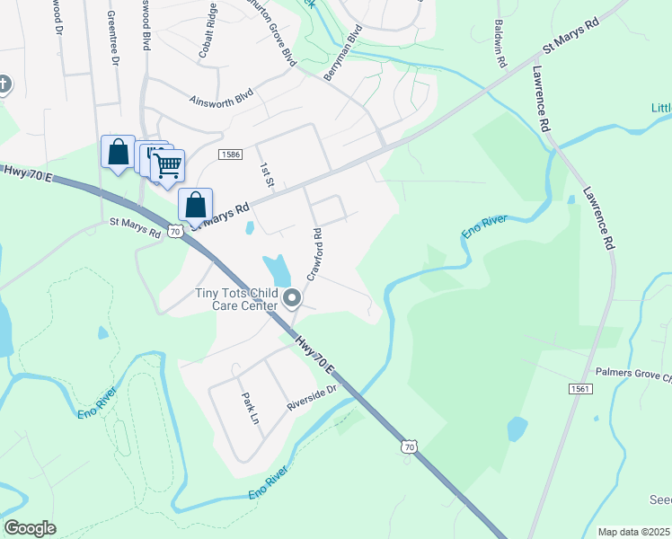 map of restaurants, bars, coffee shops, grocery stores, and more near 220 Crawford Road in Hillsborough