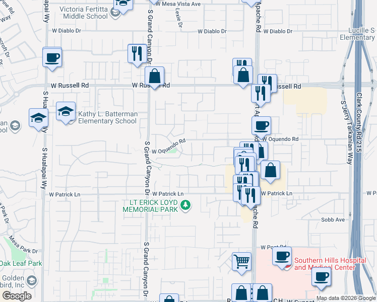 map of restaurants, bars, coffee shops, grocery stores, and more near 9657 Gentle Spirit Drive in Las Vegas
