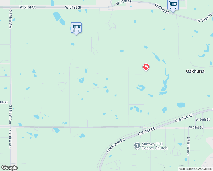 map of restaurants, bars, coffee shops, grocery stores, and more near 5615 South 83rd West Avenue in Tulsa