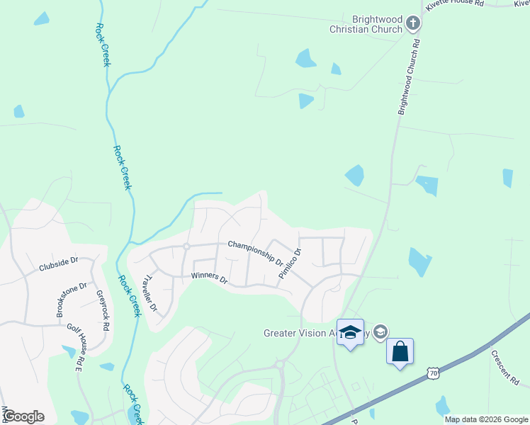 map of restaurants, bars, coffee shops, grocery stores, and more near 647 Affirmed Drive in Whitsett